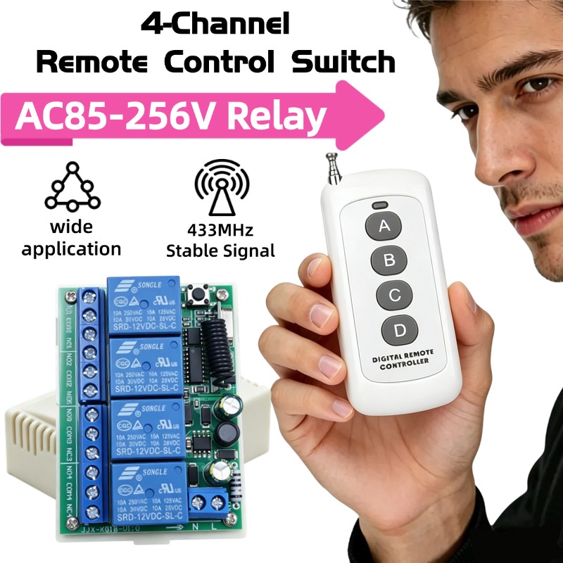 433Mhz Receiver Module - 433 MHz AC 110V 220V 4-Kanal