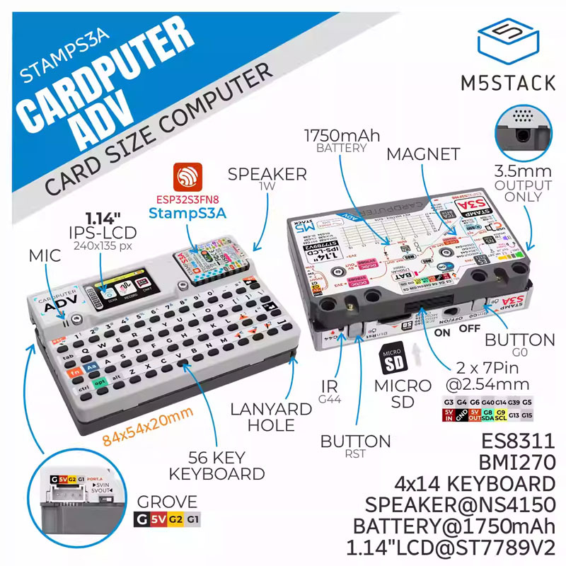 Iot Diy Home Automation - M5Stack Cardputer Adv Programmierbarer Kartencomputer StampS3A